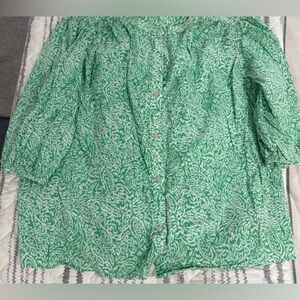 Elegant Green and White Women's Blouse